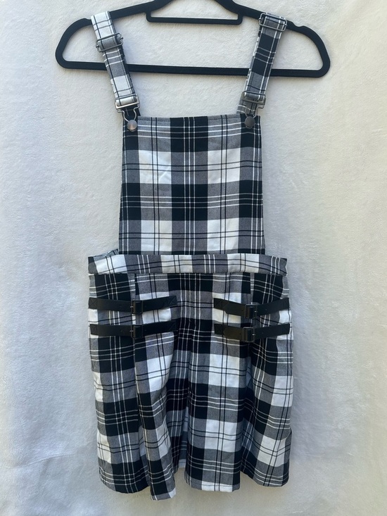 Hot Topic Dresses & Skirts - Hot Topic Plaid Overall Pinafore Skirt with Buckle Details size MD